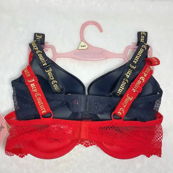 Juicy Couture Red & Black Sexy Push-up Bra Set New size 34C - Picture 4 of 6